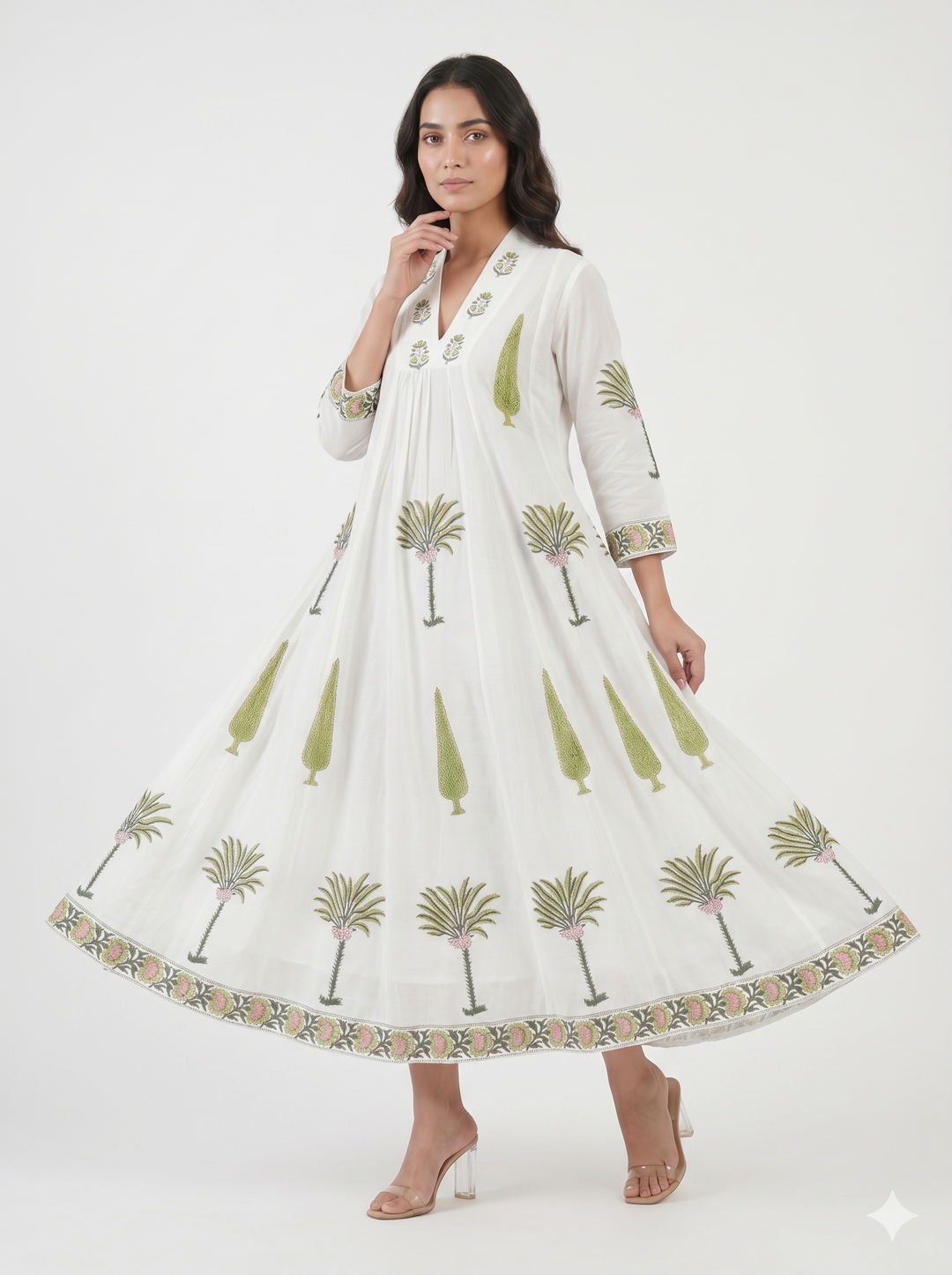 Palm Blossom Kurta Dress