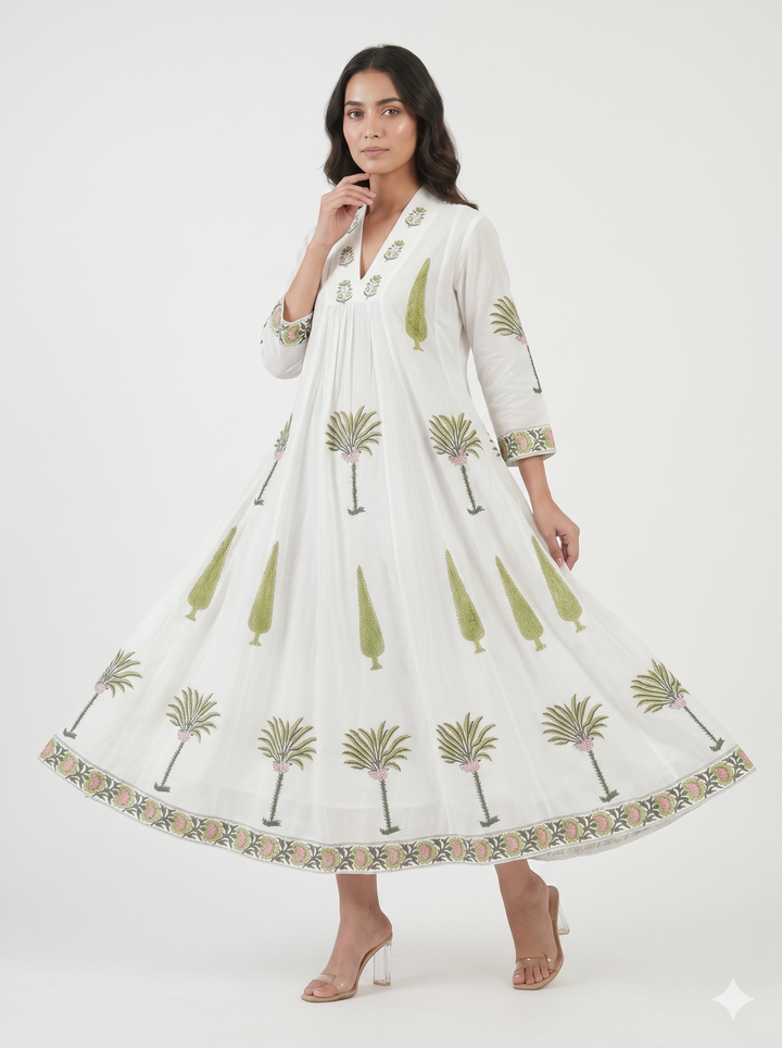 Palm Blossom Kurta Dress