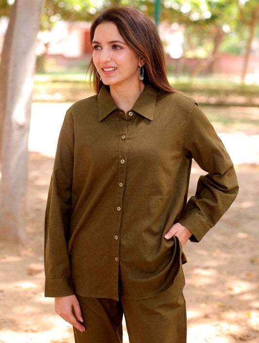 Green Cotton Linen Shirt - Green Cotton Linen Shirt - Green Cotton Linen Shirt - Palla Jaipur - Palla Jaipur - Palla Jaipur