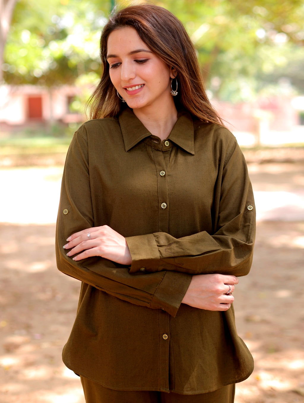 Green Cotton Linen Shirt - Green Cotton Linen Shirt - Palla Jaipur - Palla Jaipur