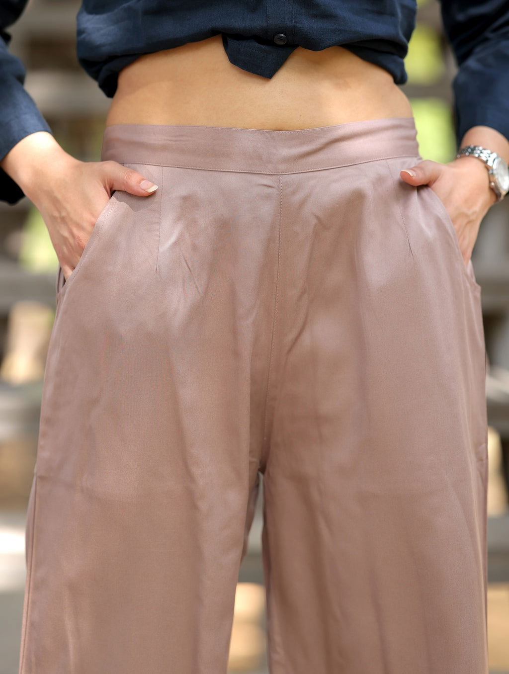 Grey Cotton Wide Leg Pant - Grey Cotton Wide Leg Pant - Palla Jaipur - Palla Jaipur