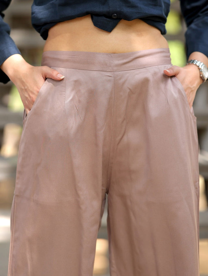 Grey Cotton Wide Leg Pant - Grey Cotton Wide Leg Pant - Palla Jaipur - Palla Jaipur