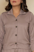 Grey Luxe Cotton Co-Ord Set - Grey Luxe Cotton Co-Ord Set - Palla Jaipur - Palla Jaipur