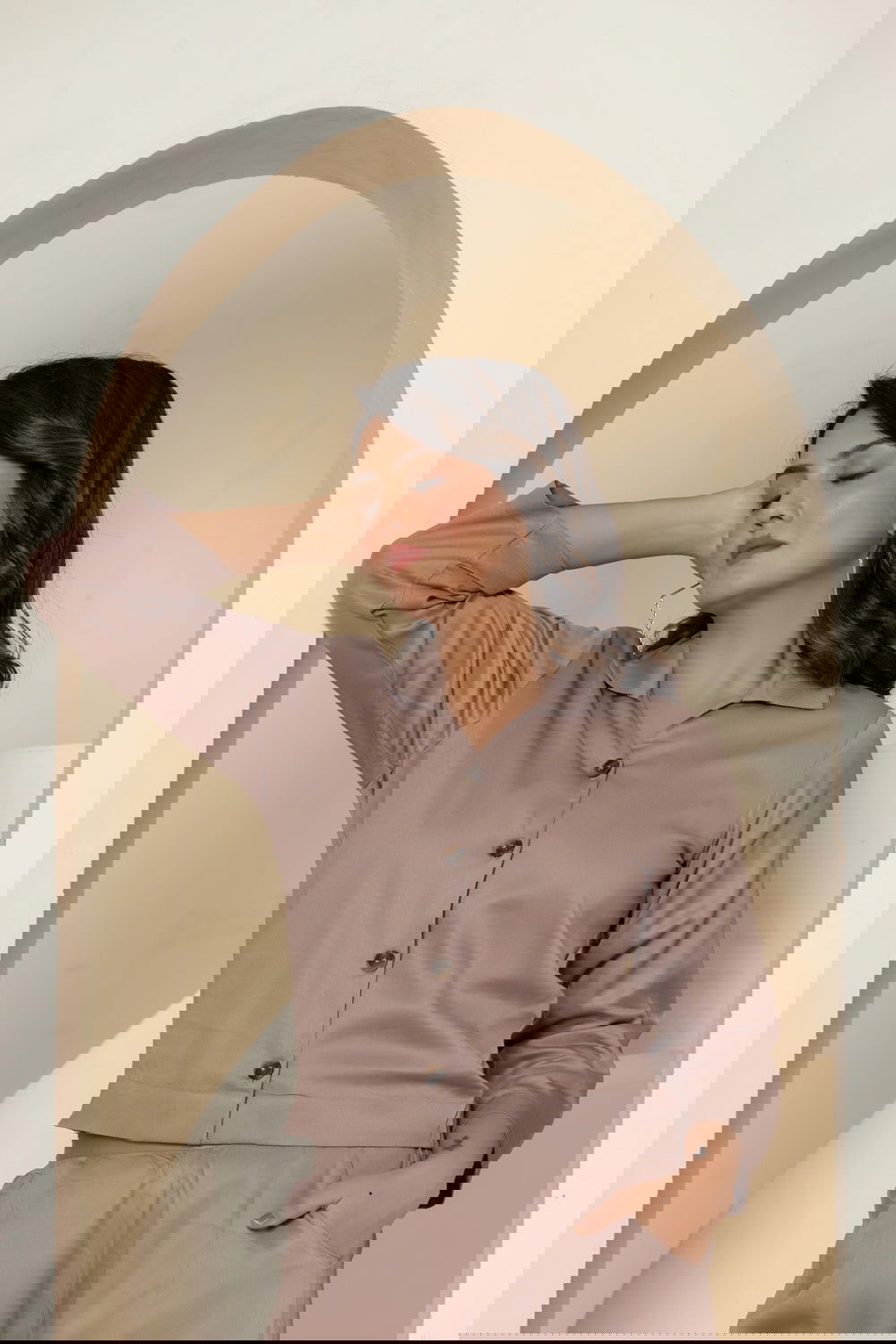 Grey Taupe Cotton Waist Shirt - Grey Taupe Cotton Waist Shirt - Palla Jaipur - Palla Jaipur