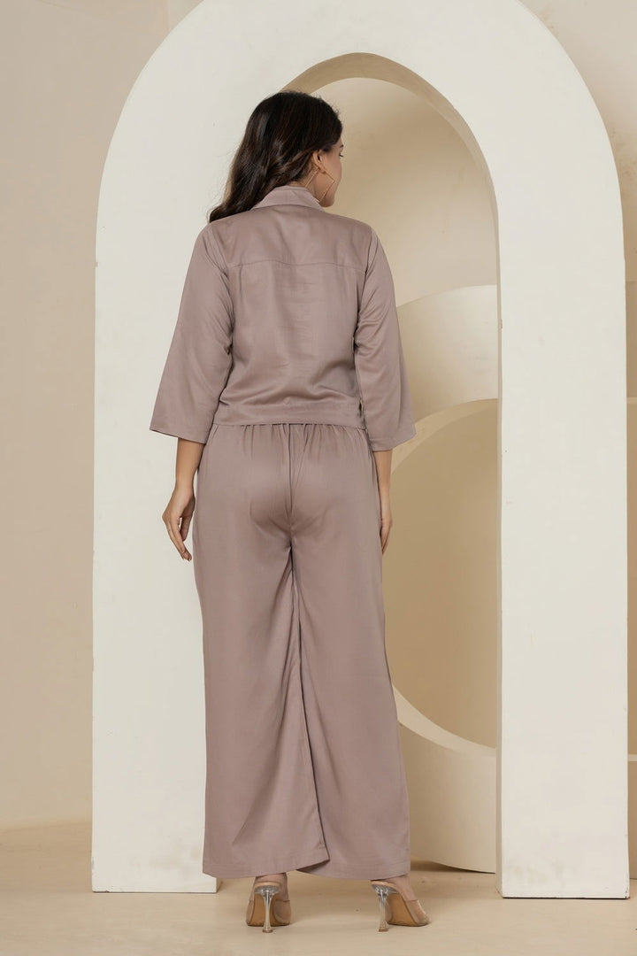 Grey Taupe Cotton Waist Shirt - Grey Taupe Cotton Waist Shirt - Palla Jaipur - Palla Jaipur