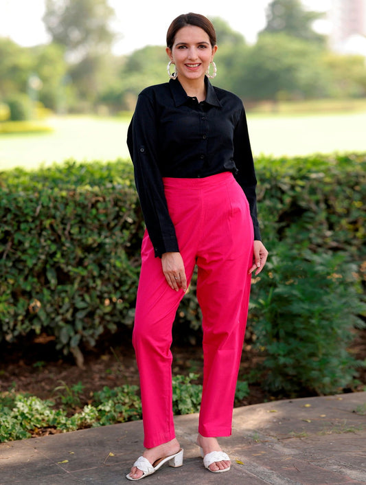 Hot Pink Cotton Pant - Hot Pink Cotton Pant - Palla Jaipur - Palla Jaipur