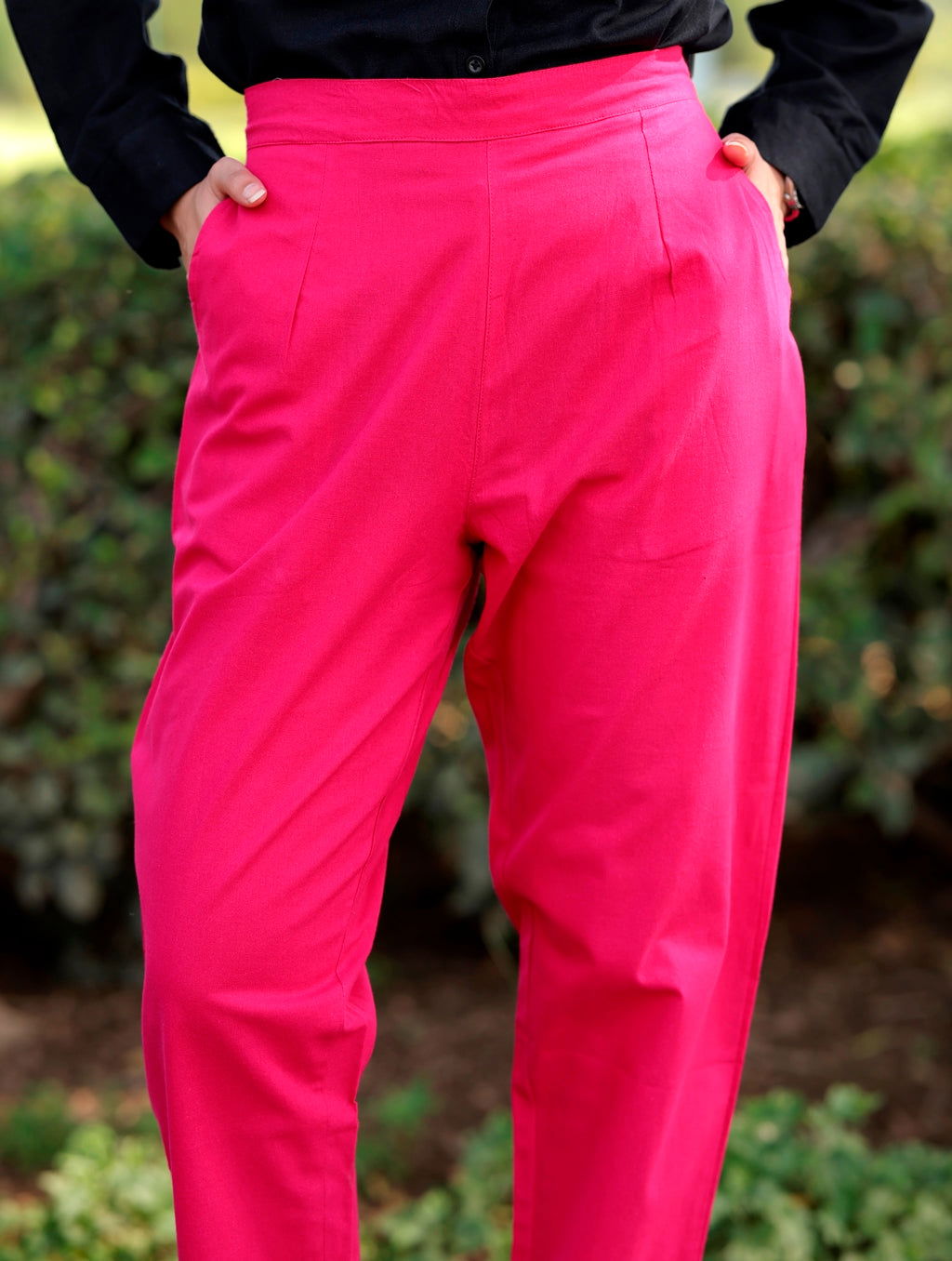 Hot Pink Cotton Pant - Hot Pink Cotton Pant - Palla Jaipur - Palla Jaipur