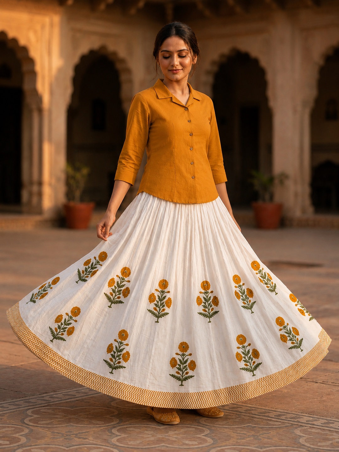 Bella Cotton Shirt & Skirt Co-Ord Set
