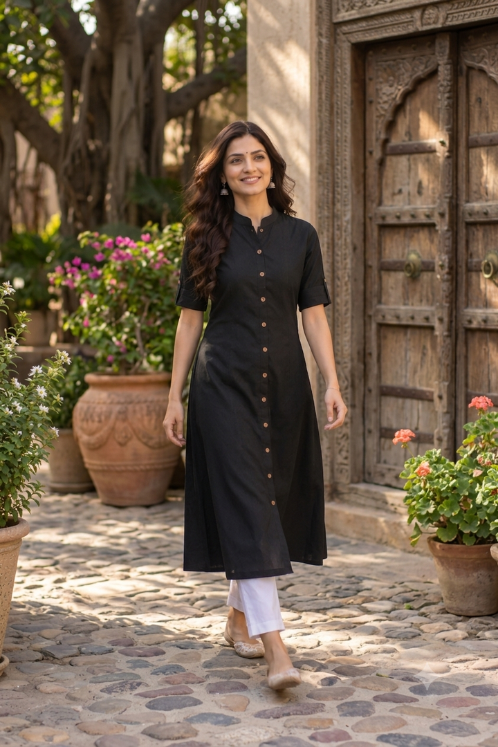 Black Elegance A Line Kurti