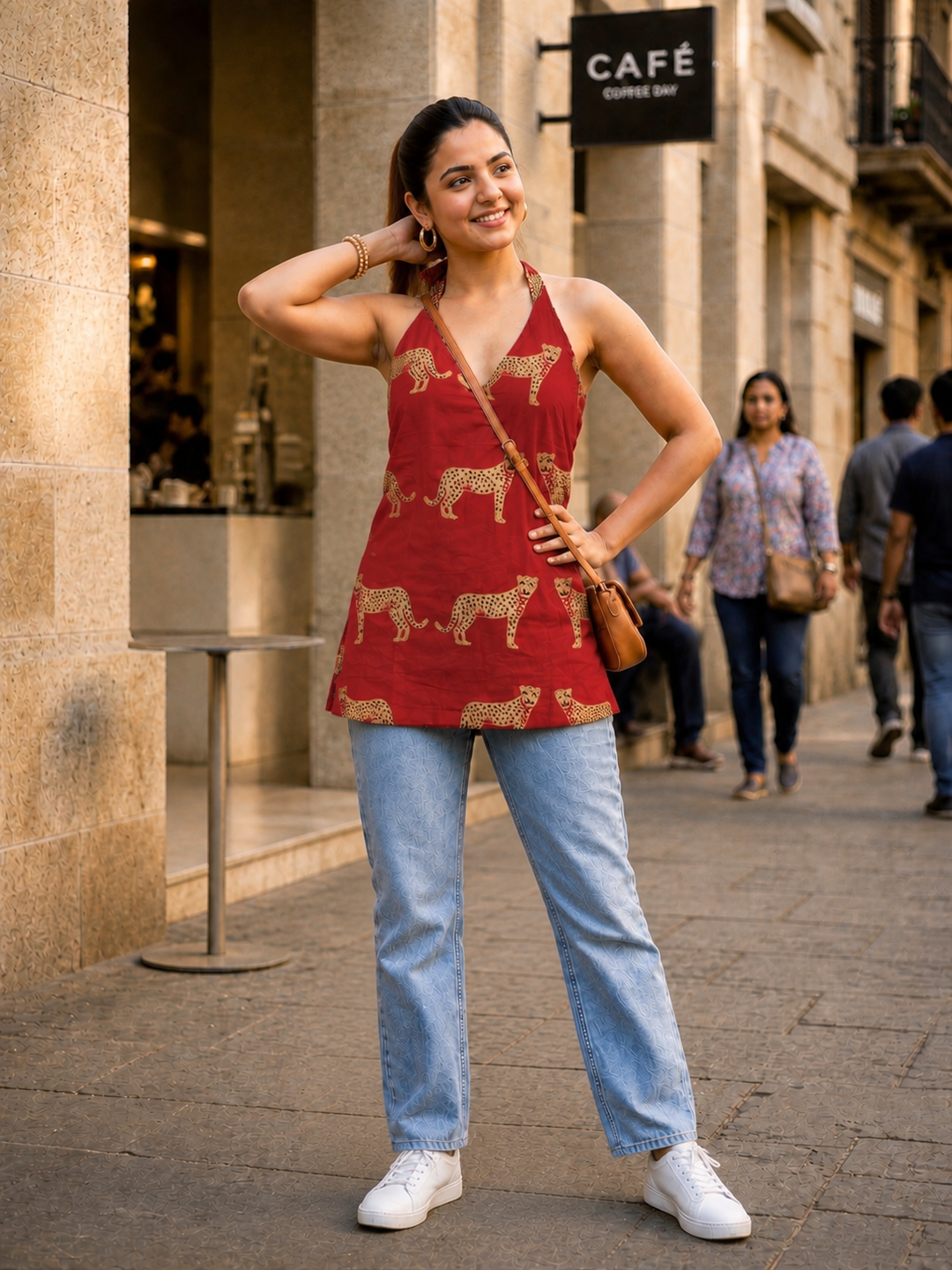 Maroon Leopard Rouge Halter Top
