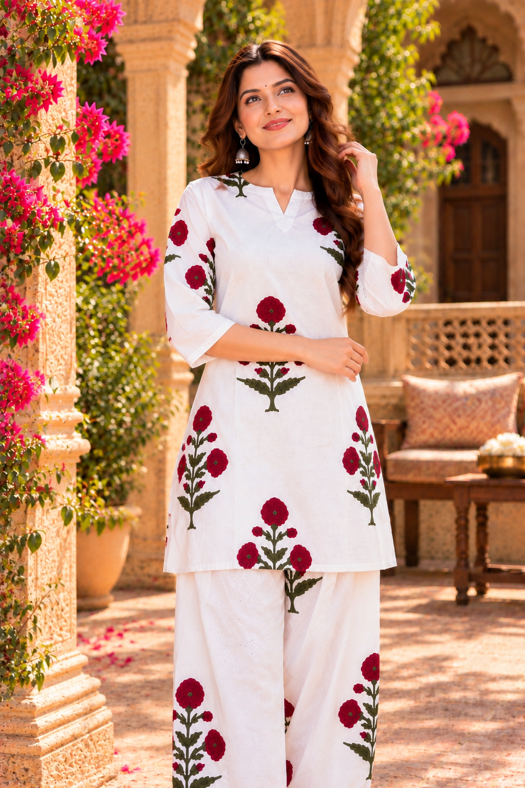 Nazakat Farsi Salwar Handblock Cord Set