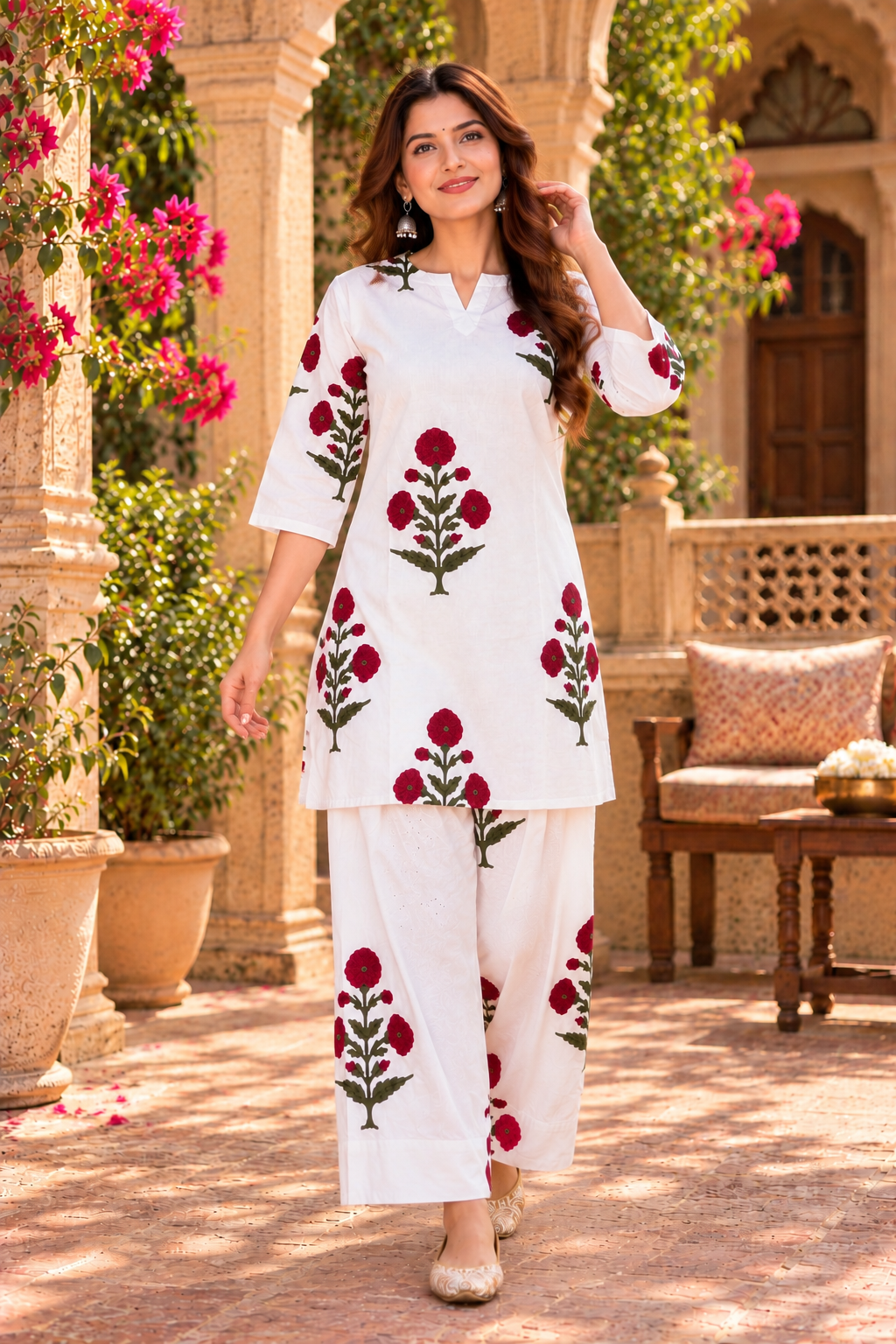 Nazakat Farsi Salwar Handblock Cord Set