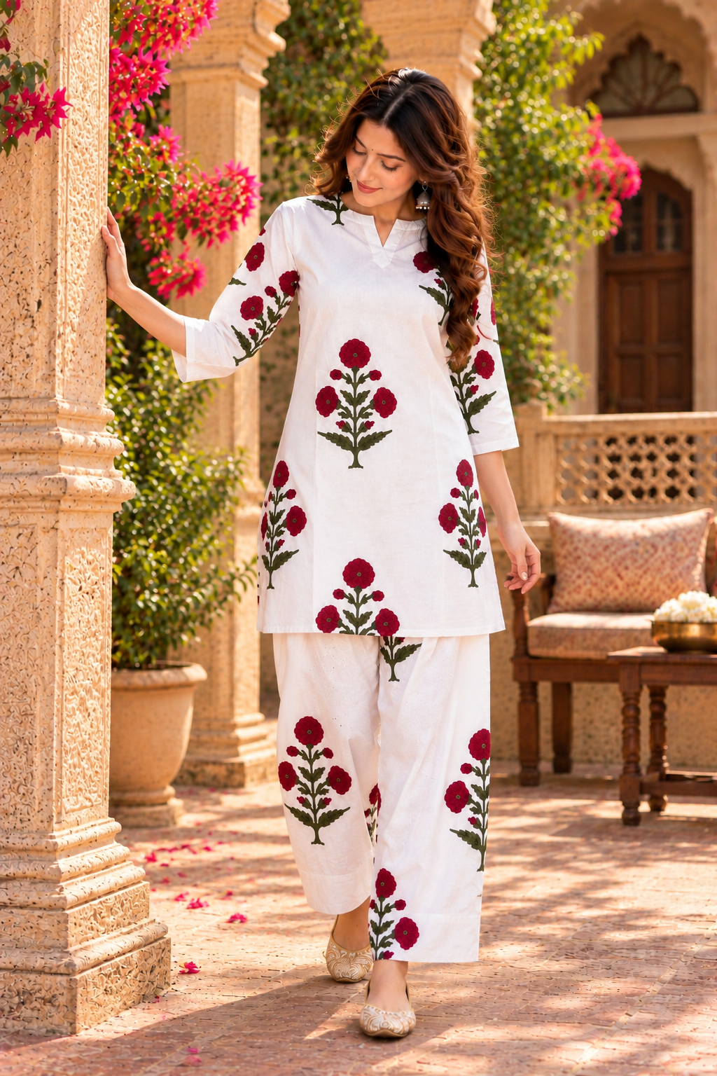 Nazakat Farsi Salwar Handblock Cord Set