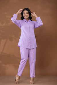 Lilac Cotton Linen Co-Ord Set - Lilac Cotton Linen Co-Ord Set - Palla Jaipur - Palla Jaipur