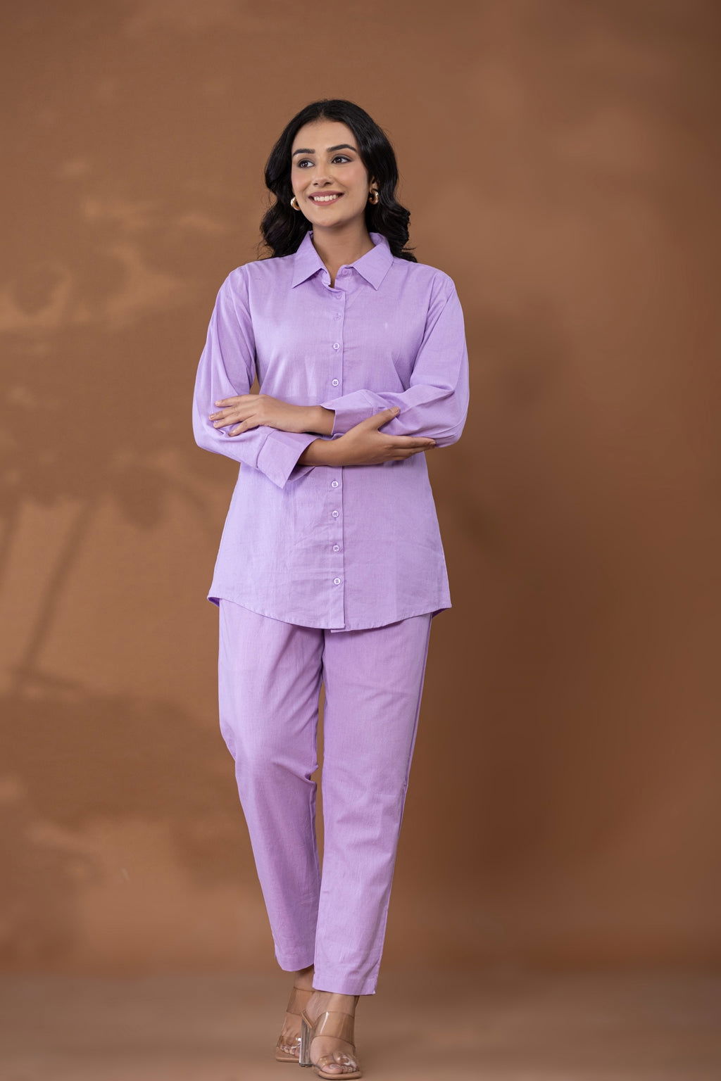 Lilac Cotton Linen Co-Ord Set - Lilac Cotton Linen Co-Ord Set - Palla Jaipur - Palla Jaipur