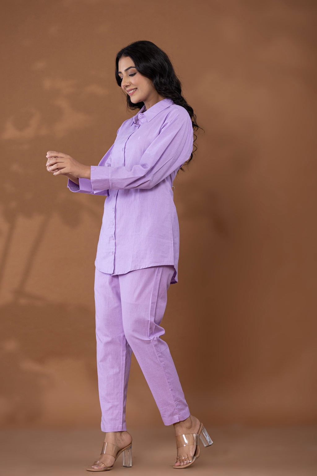 Lilac Cotton Linen Co-Ord Set - Lilac Cotton Linen Co-Ord Set - Palla Jaipur - Palla Jaipur