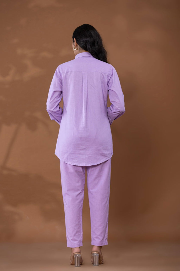 Lilac Cotton Linen Co-Ord Set - Lilac Cotton Linen Co-Ord Set - Palla Jaipur - Palla Jaipur
