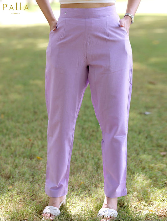 Lilac Cotton Linen Pants - Lilac Cotton Linen Pants - Palla Jaipur - Palla Jaipur