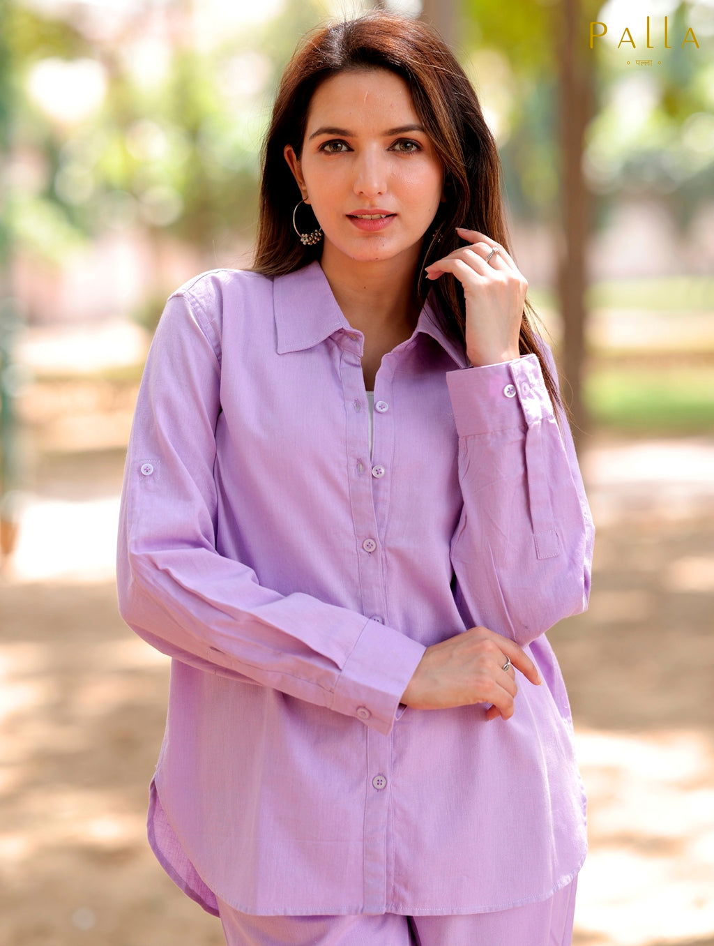 Lilac Cotton Linen Shirt - Lilac Cotton Linen Shirt - Palla Jaipur - Palla Jaipur