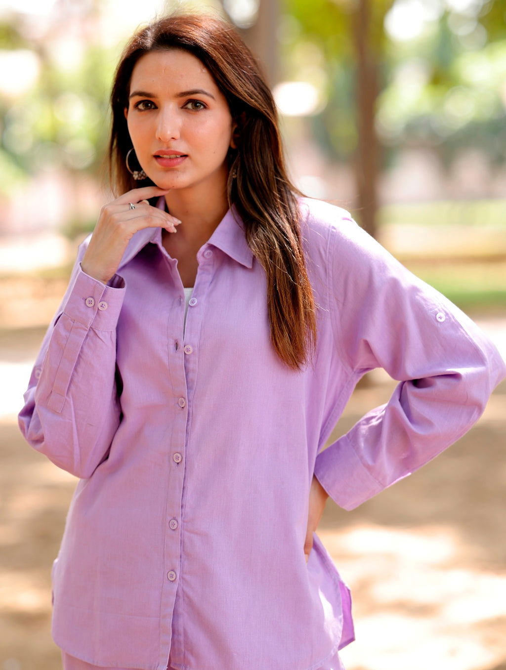 Lilac Cotton Linen Shirt - Lilac Cotton Linen Shirt - Palla Jaipur - Palla Jaipur