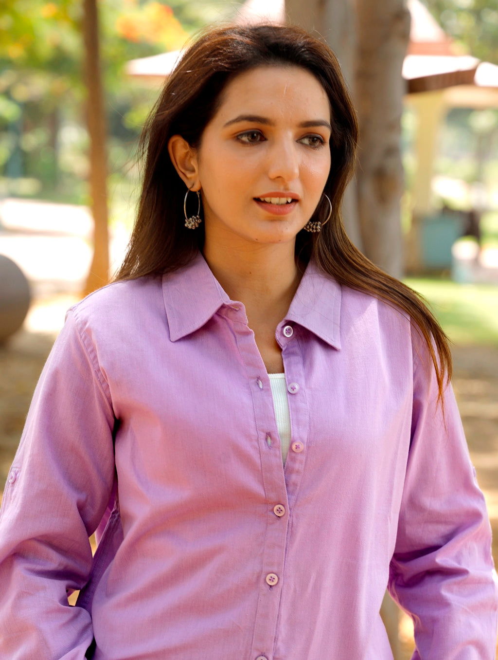 Lilac Cotton Linen Shirt - Lilac Cotton Linen Shirt - Palla Jaipur - Palla Jaipur