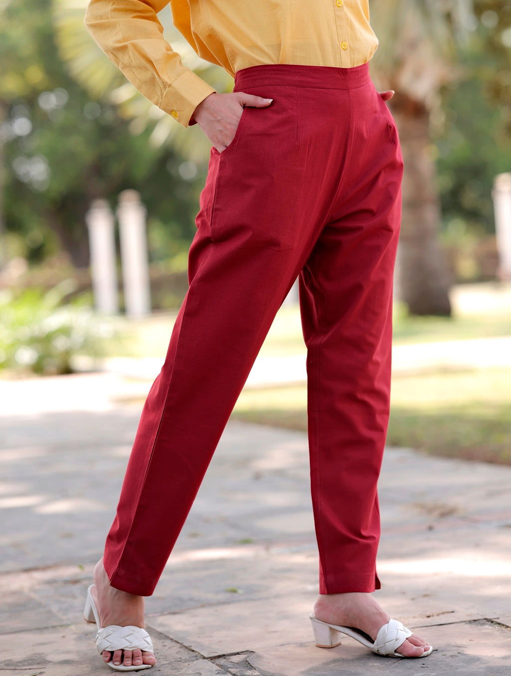 Maroon Cotton Pant - Maroon Cotton Pant - Palla Jaipur - Palla Jaipur