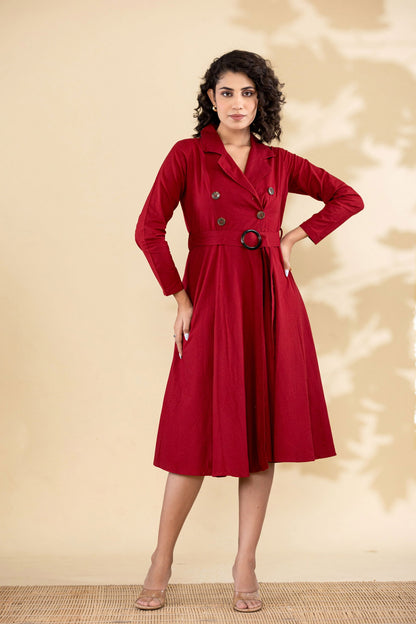 Maroon Cotton Princess Dress - Maroon Cotton Princess Dress - Palla Jaipur - Palla Jaipur