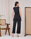 Midnight Black Cotton Linen Waist Coat Co-Ord Set - Midnight Black Cotton Linen Waist Coat Co-Ord Set - Palla Jaipur - Palla Jaipur