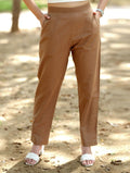 Mocha Brown Cotton Linen Pants - Mocha Brown Cotton Linen Pants - Palla Jaipur - Palla Jaipur