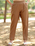 Mocha Brown Cotton Linen Pants - Mocha Brown Cotton Linen Pants - Palla Jaipur - Palla Jaipur
