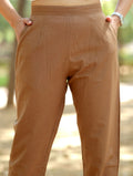 Mocha Brown Cotton Linen Pants - Mocha Brown Cotton Linen Pants - Palla Jaipur - Palla Jaipur