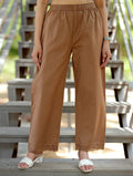 Mocha Brown Cotton Linen Plazzo Pant - Mocha Brown Cotton Linen Plazzo Pant - Palla Jaipur - Palla Jaipur