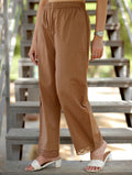 Mocha Brown Cotton Linen Plazzo Pant - Mocha Brown Cotton Linen Plazzo Pant - Palla Jaipur - Palla Jaipur
