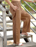 Mocha Brown Cotton Linen Plazzo Pant - Mocha Brown Cotton Linen Plazzo Pant - Palla Jaipur - Palla Jaipur