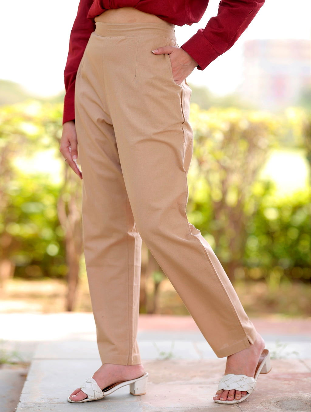 Mocha Brown Cotton Pant - Mocha Brown Cotton Pant - Palla Jaipur - Palla Jaipur