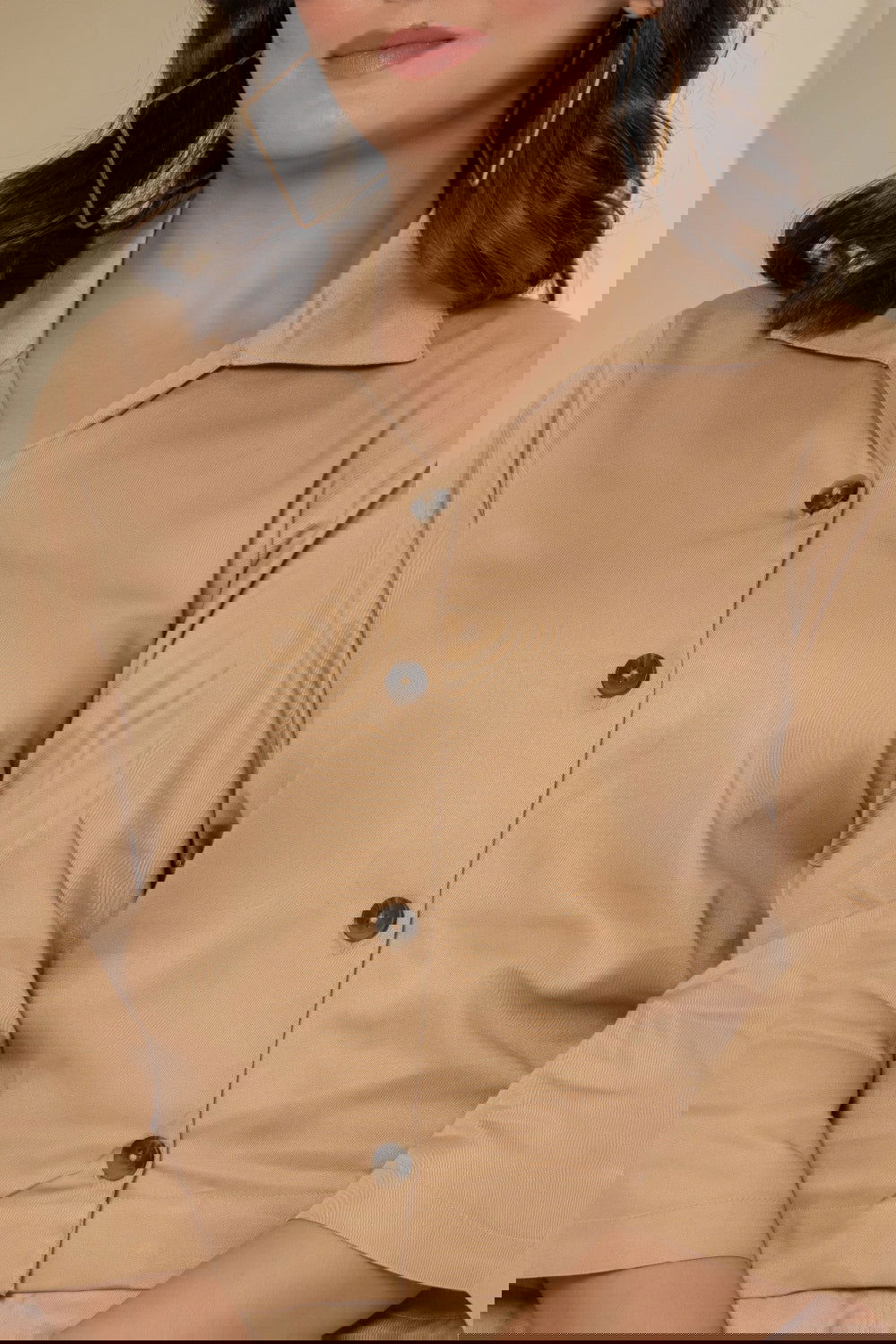 Mocha Brown Cotton Waist Shirt - Mocha Brown Cotton Waist Shirt - Palla Jaipur - Palla Jaipur