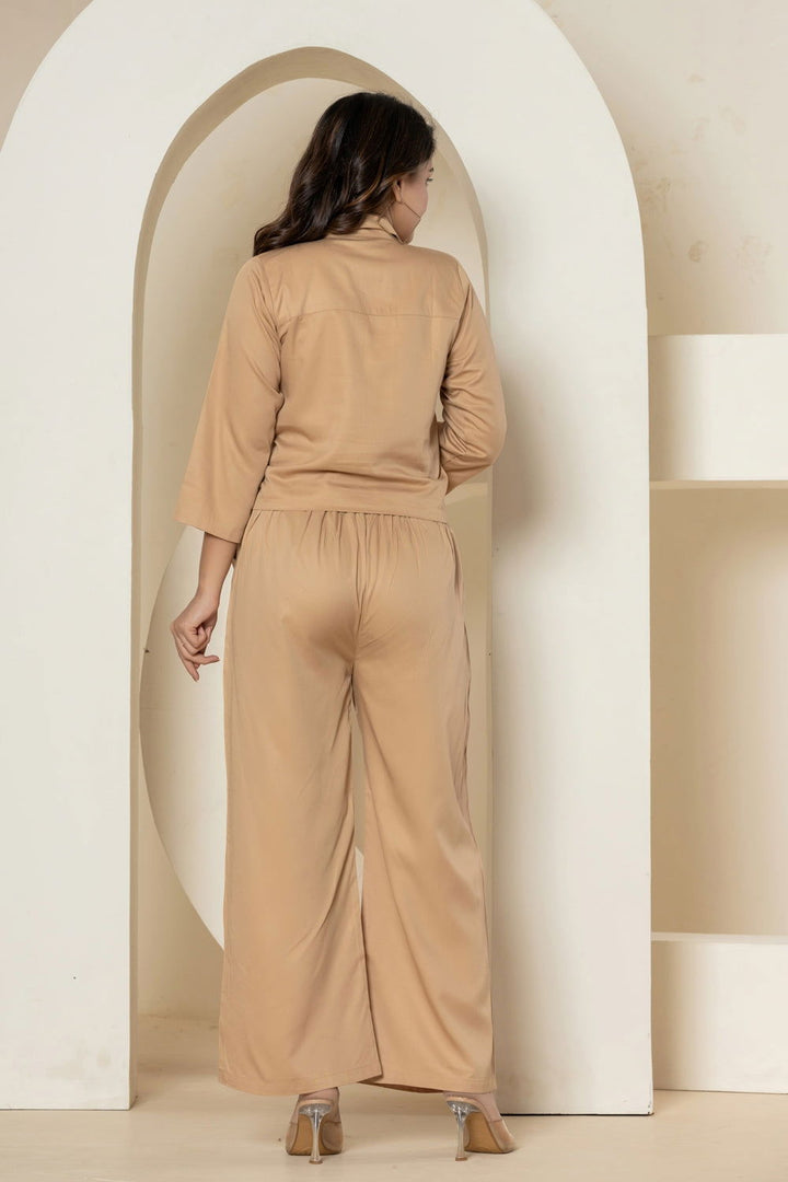 Mocha Brown Cotton Waist Shirt - Mocha Brown Cotton Waist Shirt - Palla Jaipur - Palla Jaipur