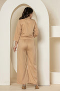 Mocha Brown Luxe Cotton Co-Ord Set - Mocha Brown Luxe Cotton Co-Ord Set - Palla Jaipur - Palla Jaipur