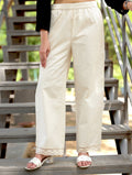 Natural Off White Cotton Linen Plazzo Pant - Natural Off White Cotton Linen Plazzo Pant - Palla Jaipur - Palla Jaipur