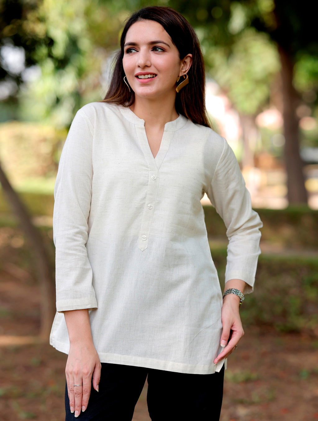 Natural Off White Short Kurti