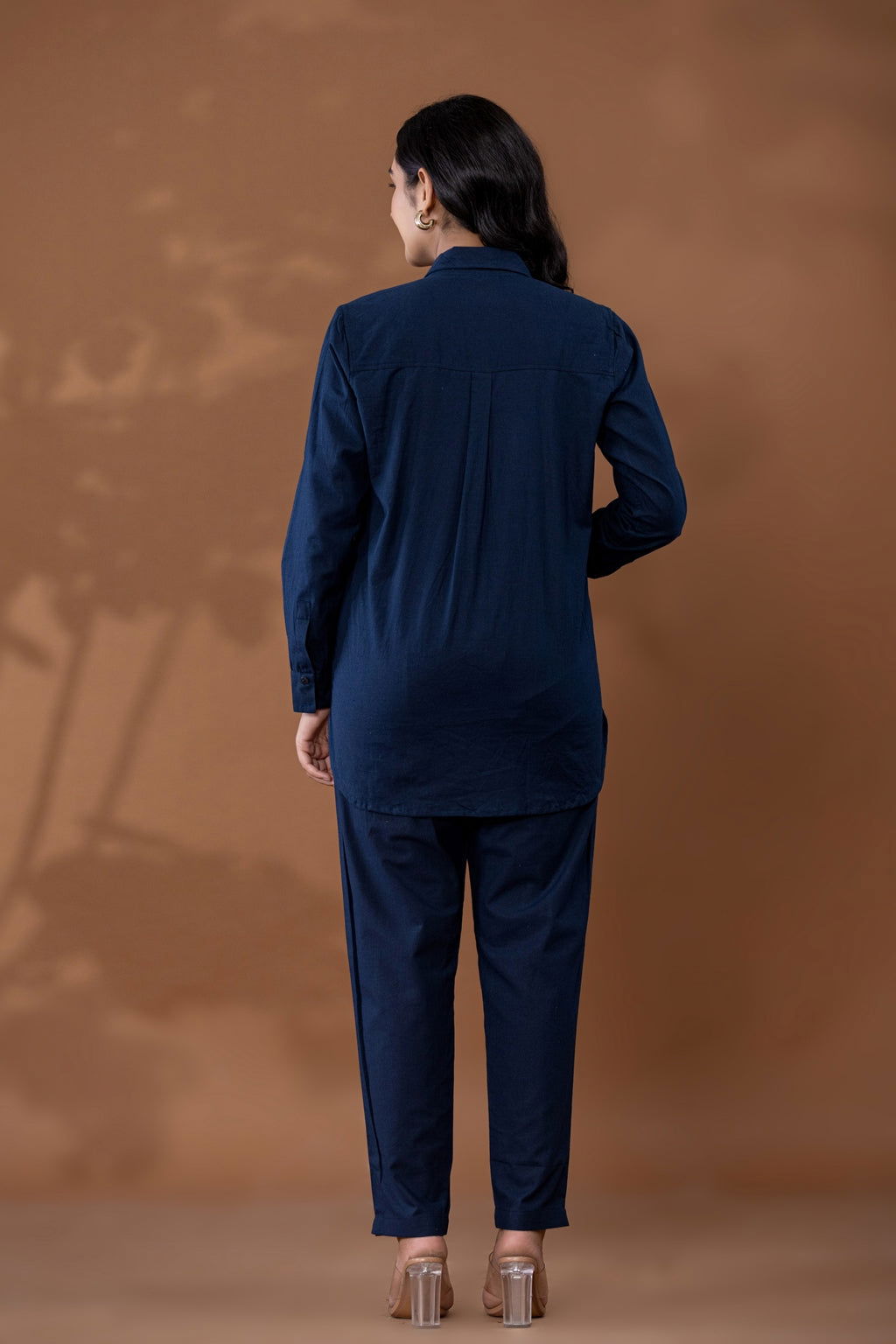 Navy Blue Cotton Linen Co-Ord Set - Navy Blue Cotton Linen Co-Ord Set - Palla Jaipur - Palla Jaipur