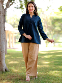 Navy Blue Short Kurti - Navy Blue Short Kurti - Palla Jaipur - Palla Jaipur
