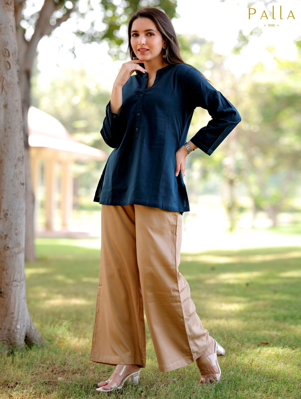 Navy Blue Short Kurti - Navy Blue Short Kurti - Palla Jaipur - Palla Jaipur