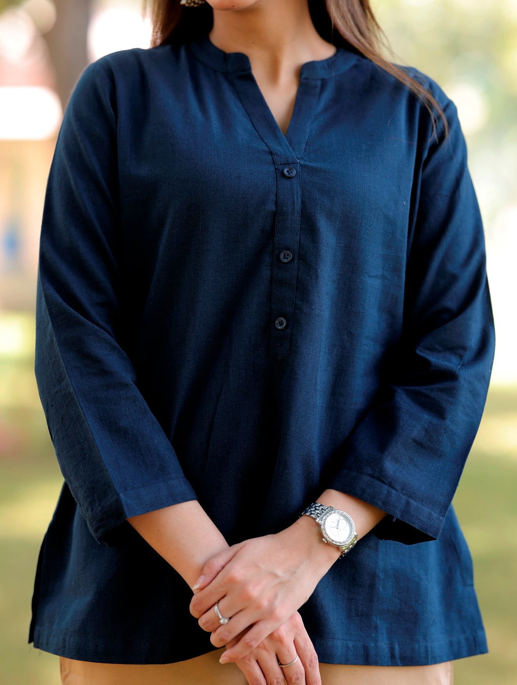 Navy Blue Short Kurti - Navy Blue Short Kurti - Palla Jaipur - Palla Jaipur