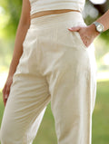 Off White Cotton Linen Pants - Off White Cotton Linen Pants - Palla Jaipur - Palla Jaipur