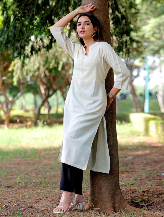 Off White Straight Kurti - Off White Straight Kurti - Off White Straight Kurti - Palla Jaipur - Palla Jaipur - Palla Jaipur