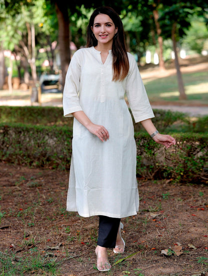 Off White Straight Kurti - Off White Straight Kurti - Palla Jaipur - Palla Jaipur