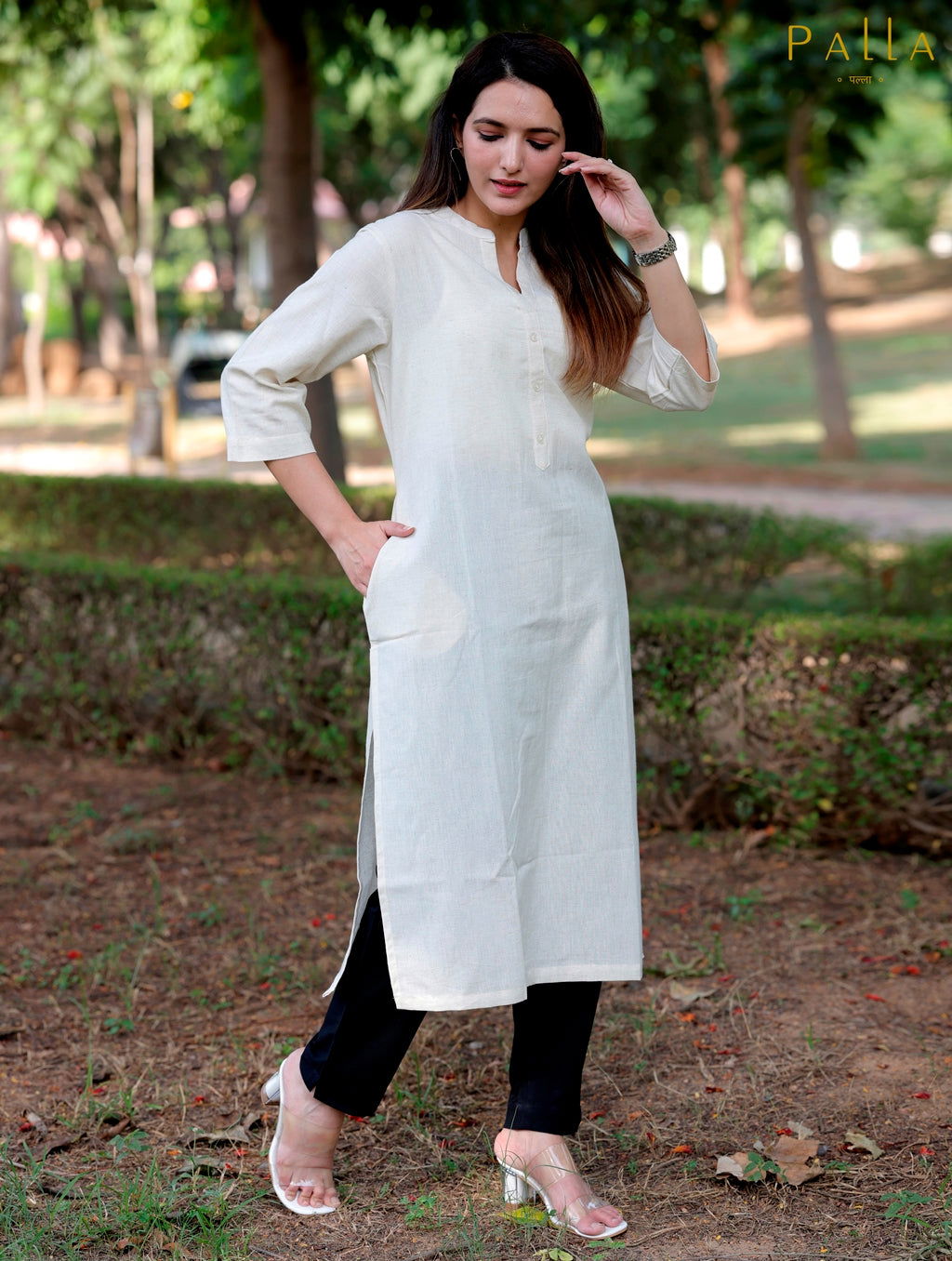 Off White Straight Kurti - Off White Straight Kurti - Palla Jaipur - Palla Jaipur