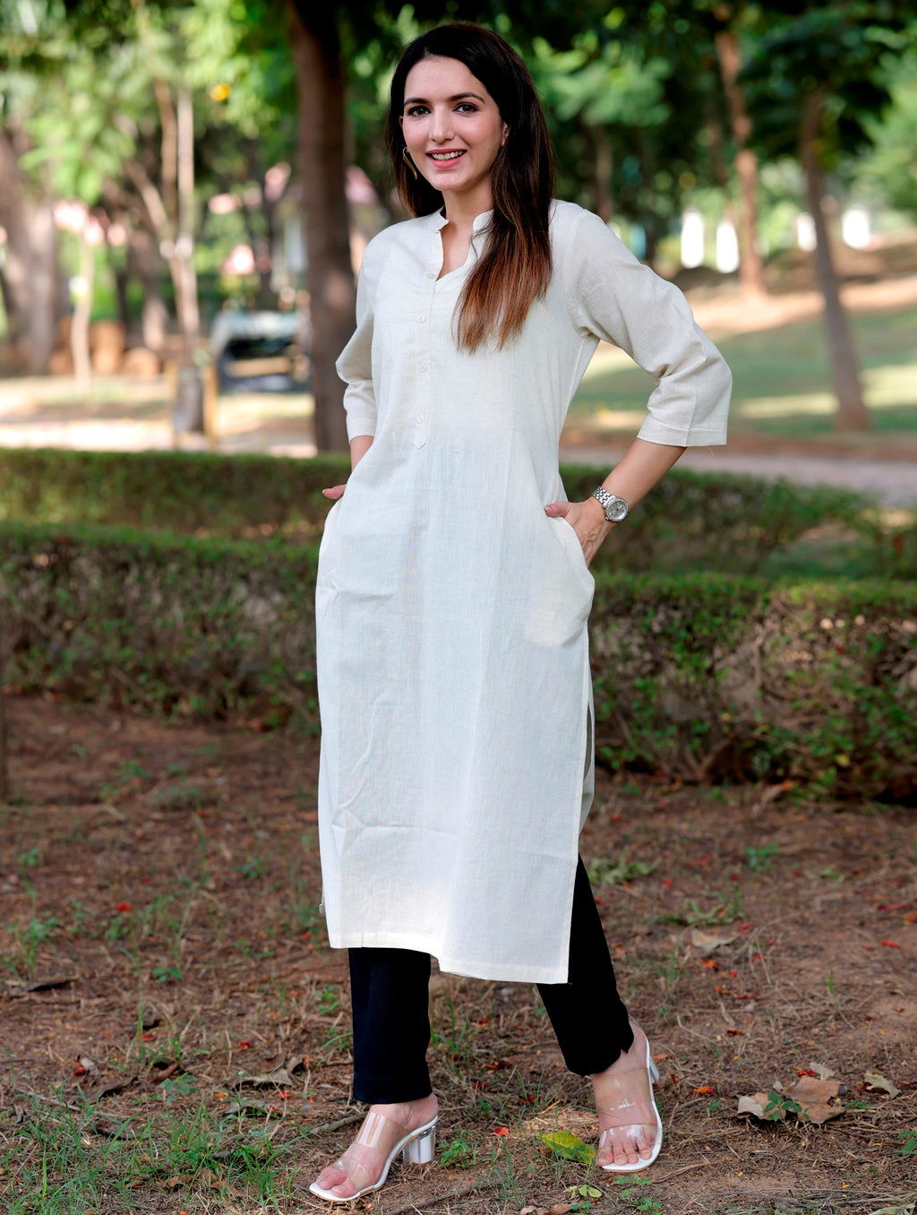 Off White Straight Kurti - Off White Straight Kurti - Palla Jaipur - Palla Jaipur