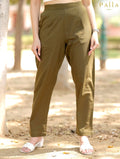 Olive Green Cotton Linen Pants - Olive Green Cotton Linen Pants - Palla Jaipur - Palla Jaipur